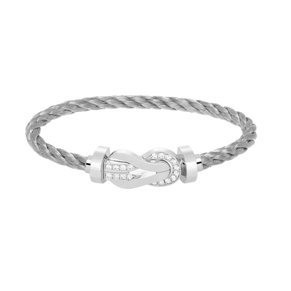 [Vintora]CHANCE LARGE 8 FIGURE BUCKLE HALF DIAMOND BRACELET SILVER