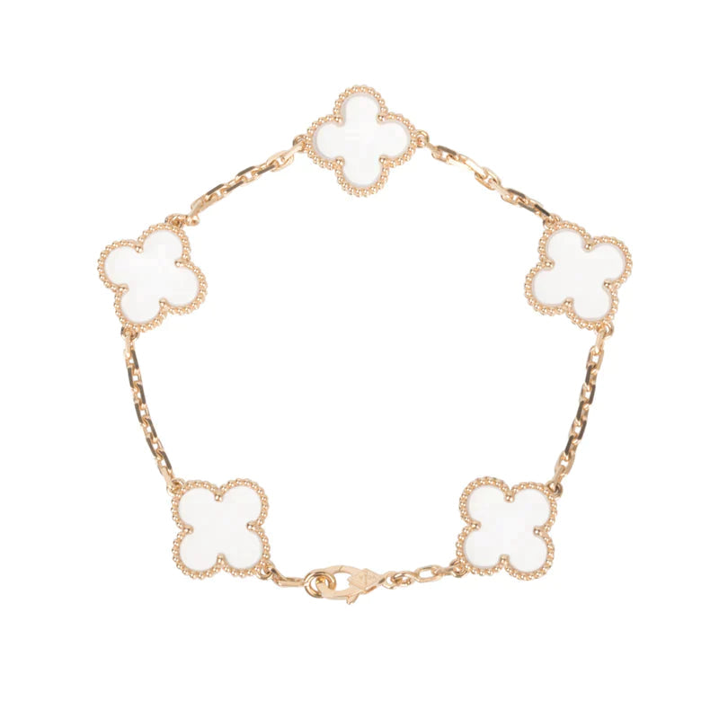 [?Vintora]CLOVER 5 MOTIF ROCK CRYSTAL BRACELET