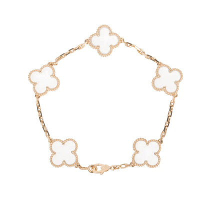 [?Vintora]CLOVER 5 MOTIF ROCK CRYSTAL BRACELET