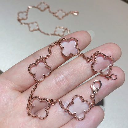 [?Vintora]CLOVER 5 MOTIF ROCK CRYSTAL BRACELET