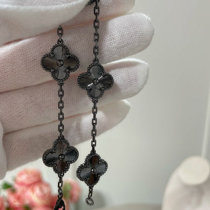 [?Vintora]CLOVER 5 MOTIF BLACK BRACELET