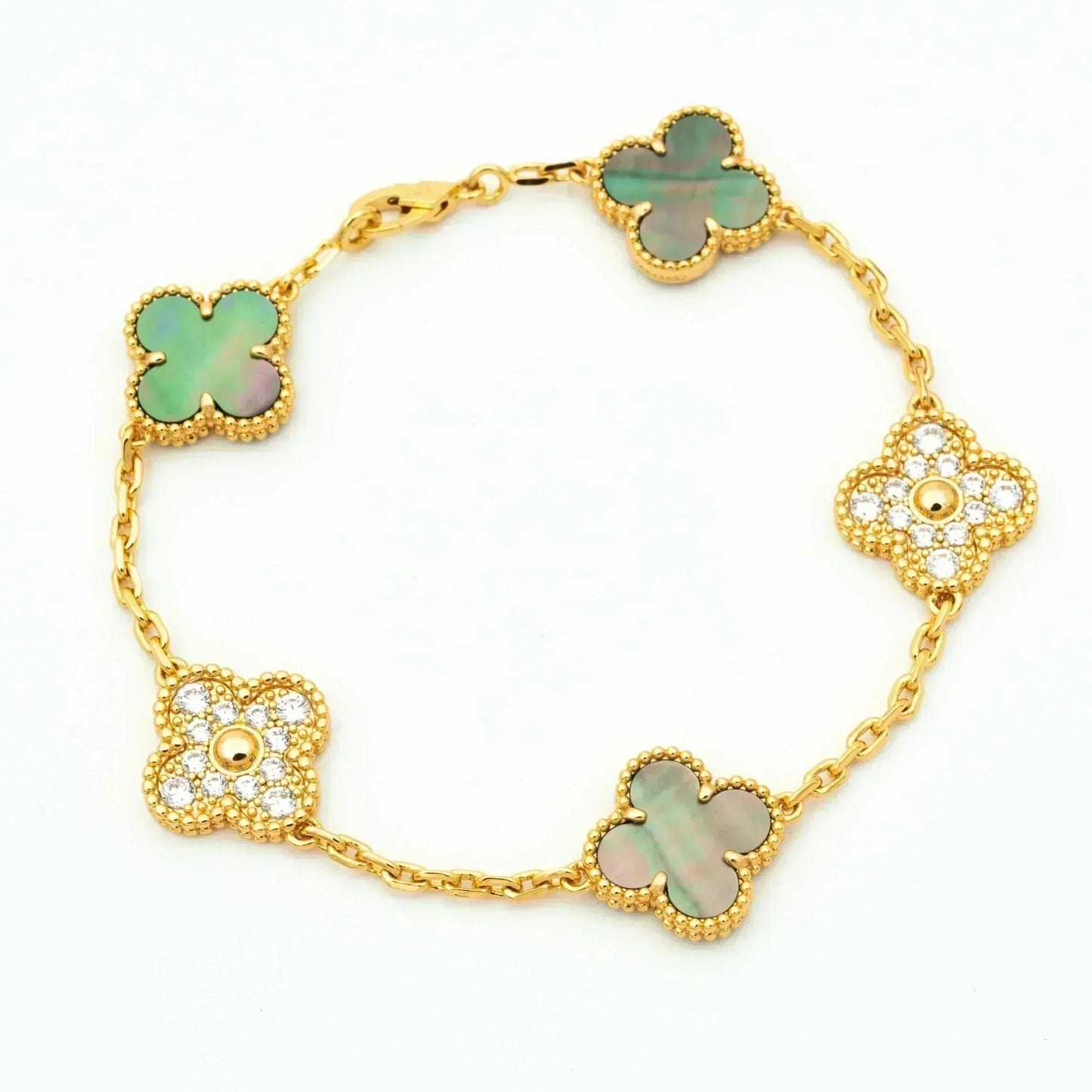 [?Vintora] CLOVER 5 MOTIF GRAY MOP BRACELET COLLECTION