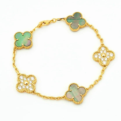 [?Vintora] CLOVER 5 MOTIF GRAY MOP BRACELET COLLECTION