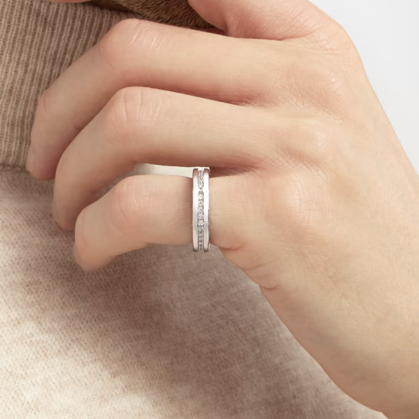 [Vintora]ZERO 1 ONE-BAND PAVED DIAMONDS ON THE SPIRAL RING