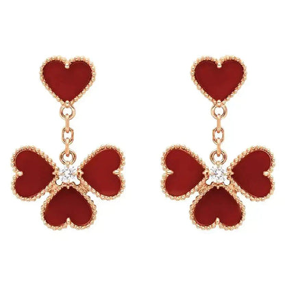 [Vintora]SWEET CLOVER CARNELIAN EARRINGS