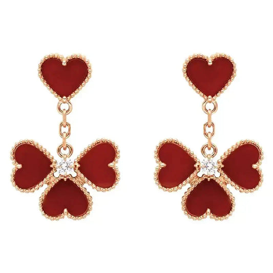[Vintora]SWEET CLOVER CARNELIAN EARRINGS
