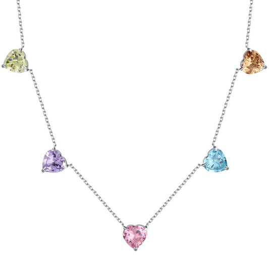 [Vintora Jewelry]Sparkling Colorful Heart Cut Necklace