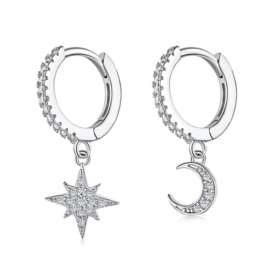 [Vintora Jewelry]Star and Moon Asymmetric Earrings