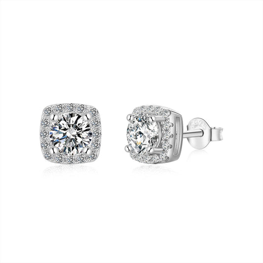 [Vintora Jewelry]Classic Round Center Stone Stud Earrings