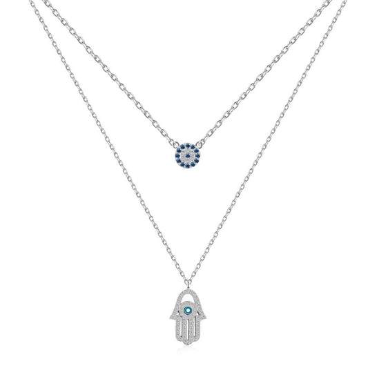 [Vintora Jewelry]Demon Eye Hamsa Palm Necklace