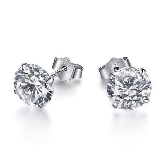 [Vintora Jewelry]Stylish Shiny Round Center Stone Stud Earrings