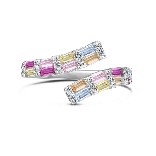 [Vintora Jewelry]Charming Colorful Radiant Cut Adjustable Daily Ring
