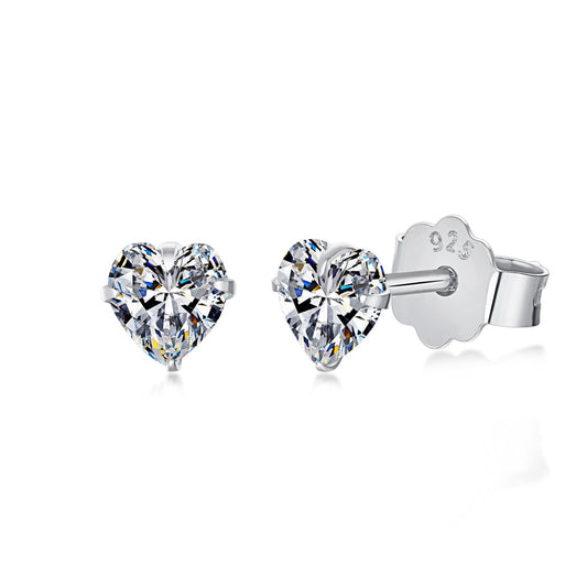 [Vintora Jewelry]Sparkling Heart Shaped Simple Earrings