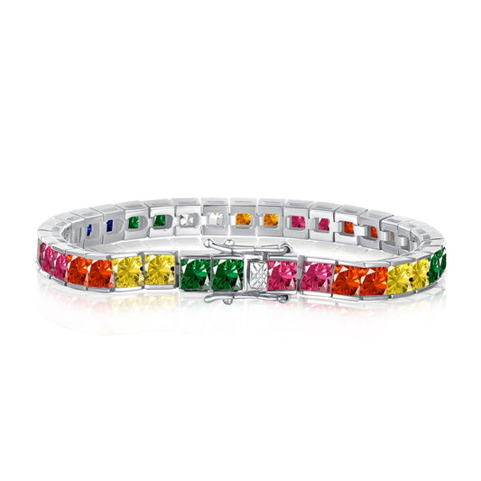 [Vintora Jewelry]Radiant Colorful Princess Cut Tennis Bracelet