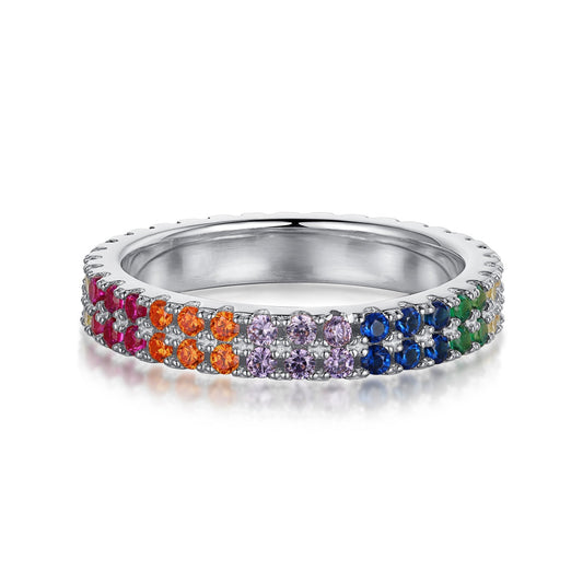 [Vintora Jewelry]Unique Colorful Round Cut Tennis Ring