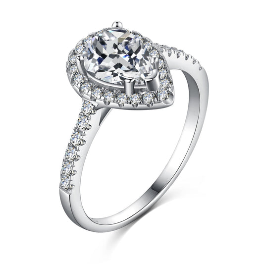 [Vintora Jewelry]1.0 Carat Luxurious Resplendent Water Drop Shape Wedding Ring