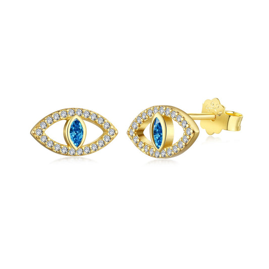 [Vintora Jewelry]Blue Devil Eyes Hollow Stud Earrings