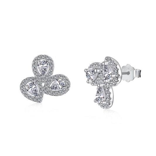 [Vintora Jewelry]Ornate Flower Shape Pear Cut Lover Earrings