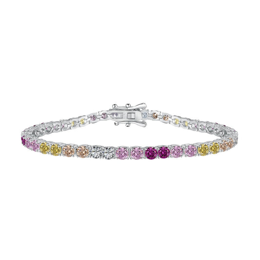 [Vintora Jewelry]Radiant Colorful Round Cut Tennis Bracelet