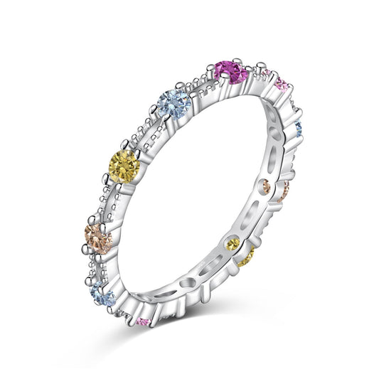 [Vintora Jewelry]Sparkling Colorful Round Cut Tennis Ring