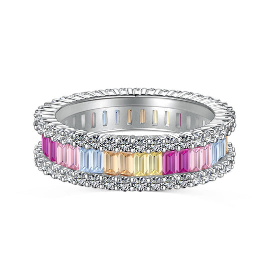 [Vintora Jewelry]Dainty Kaleidoscopic Emerald Cut Daily Ring
