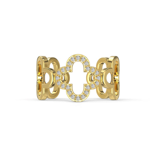 [Vintora Jewelry]Hollow Design Four-Leaf Clover Flower Shape Ring