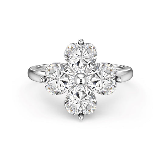 [Vintora Jewelry]Heart-shaped Four-Leaf Clover Ball Ring