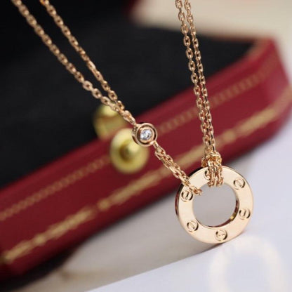 [Vintora]LOVE NECKLACE ADJUSTABLE ROSE GOLD 2 DIAMOND