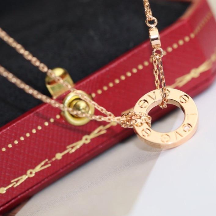 [Vintora]LOVE NECKLACE ADJUSTABLE ROSE GOLD 2 DIAMOND