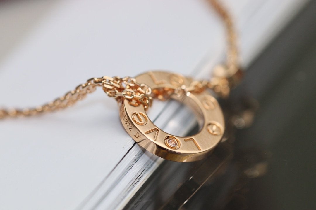 [Vintora]LOVE NECKLACE ADJUSTABLE ROSE GOLD 2 DIAMOND