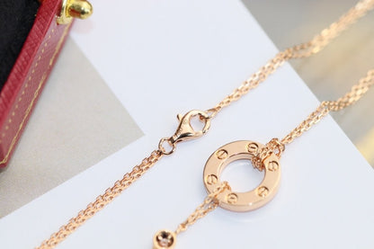 [Vintora]LOVE NECKLACE ADJUSTABLE ROSE GOLD 2 DIAMOND