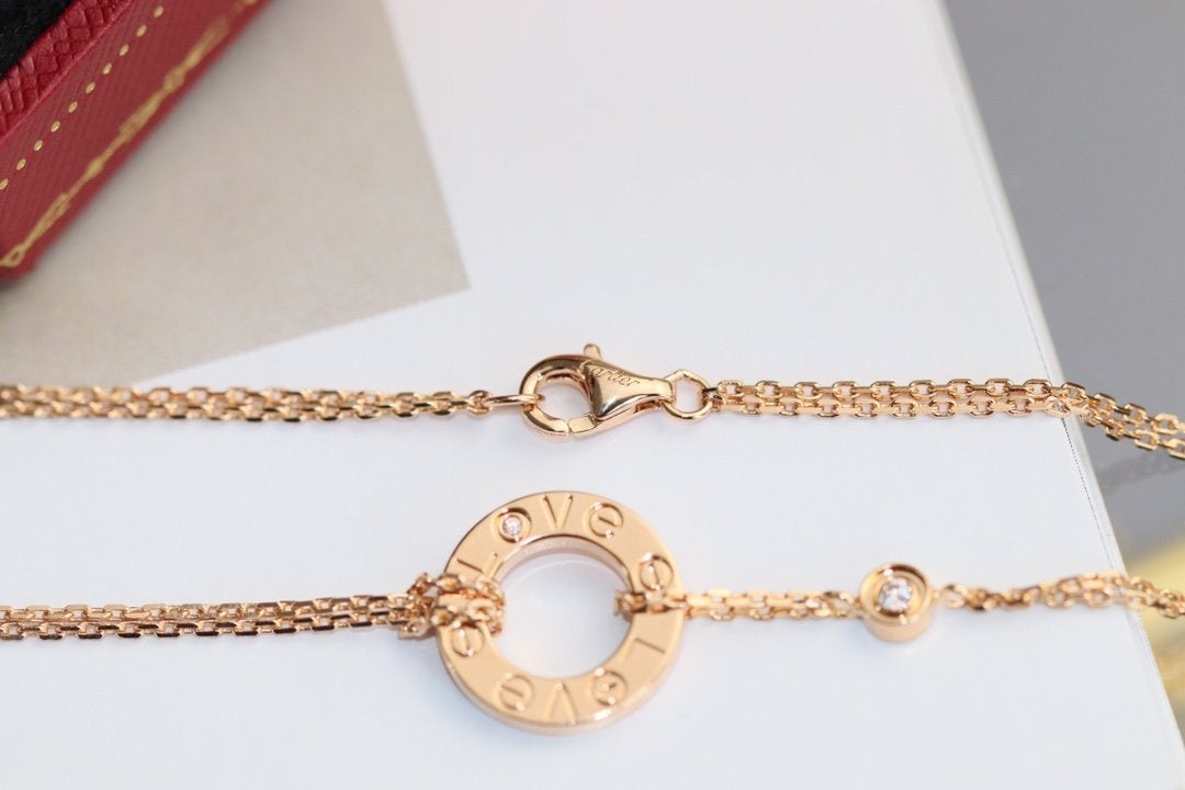 [Vintora]LOVE NECKLACE ADJUSTABLE ROSE GOLD 2 DIAMOND