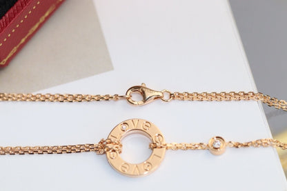 [Vintora]LOVE NECKLACE ADJUSTABLE ROSE GOLD 2 DIAMOND