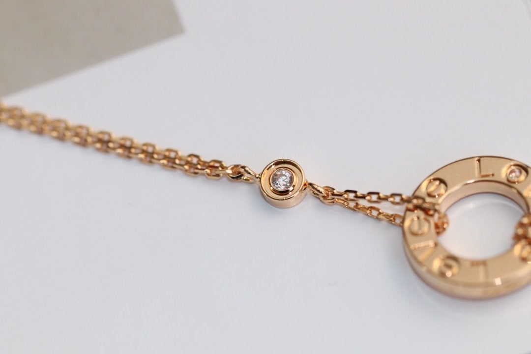 [Vintora]LOVE NECKLACE ADJUSTABLE ROSE GOLD 2 DIAMOND
