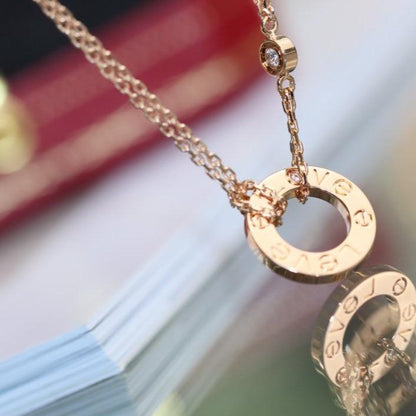 [Vintora]LOVE NECKLACE ADJUSTABLE ROSE GOLD 2 DIAMOND