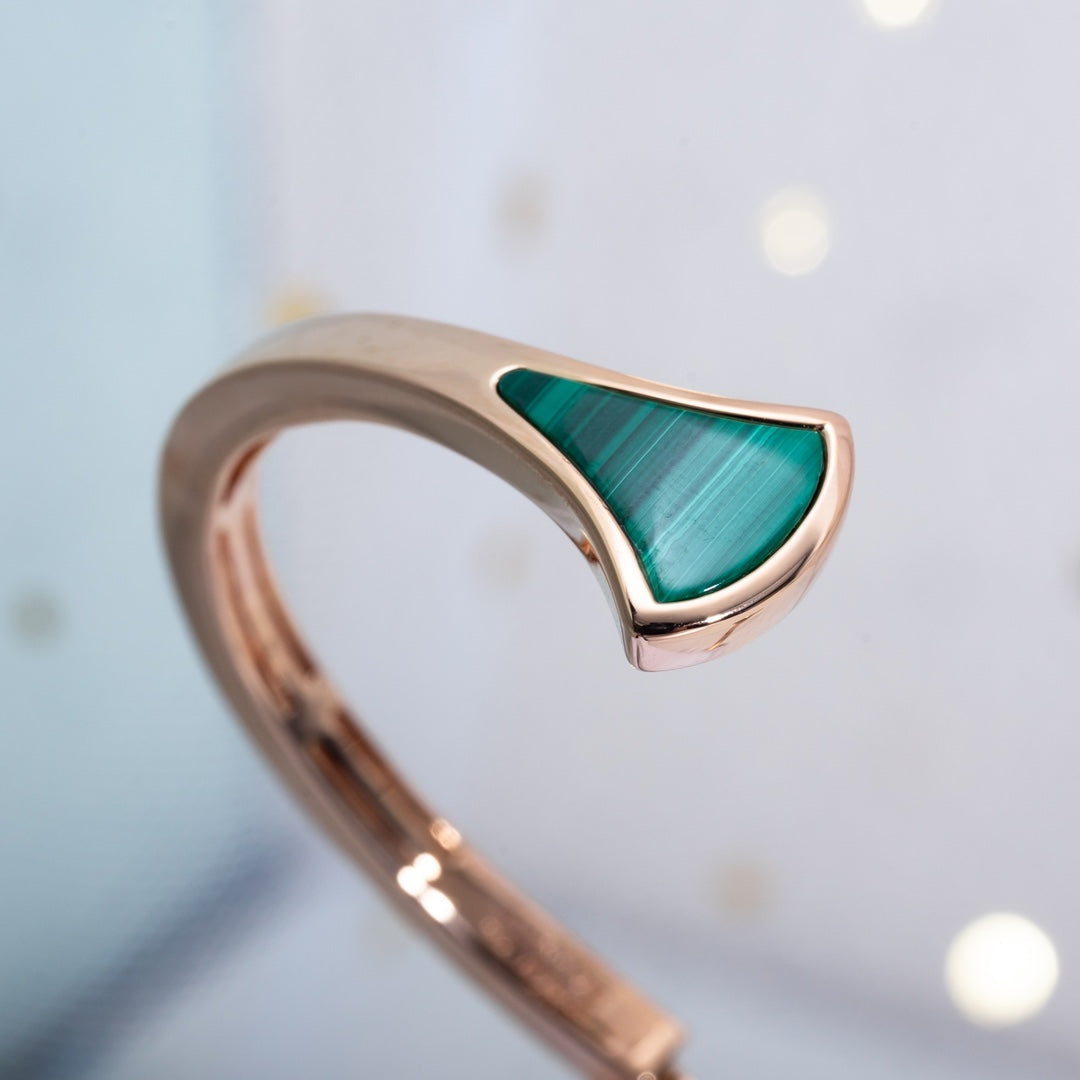 [Vintora]DREAM BRACELET OPEN MALACHITE PINK GOLD