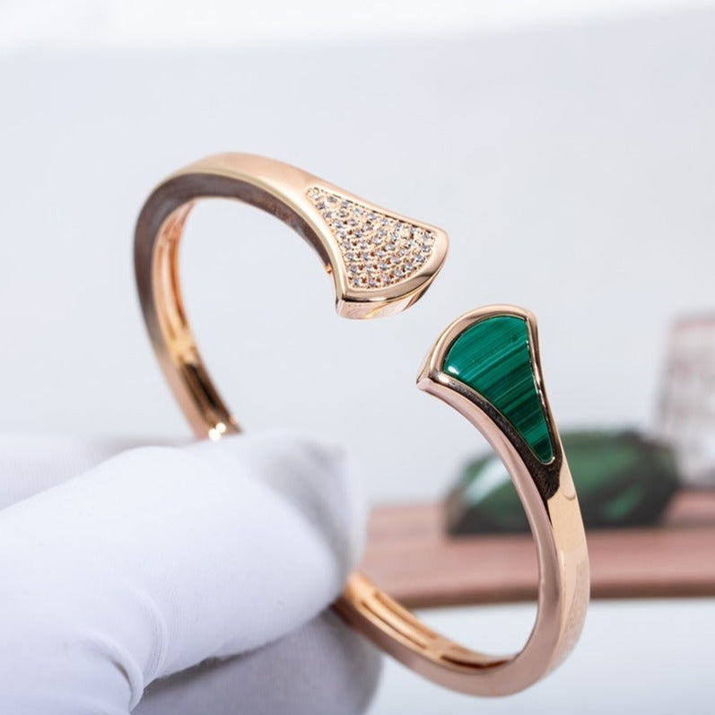 [Vintora]DREAM BRACELET OPEN MALACHITE PINK GOLD
