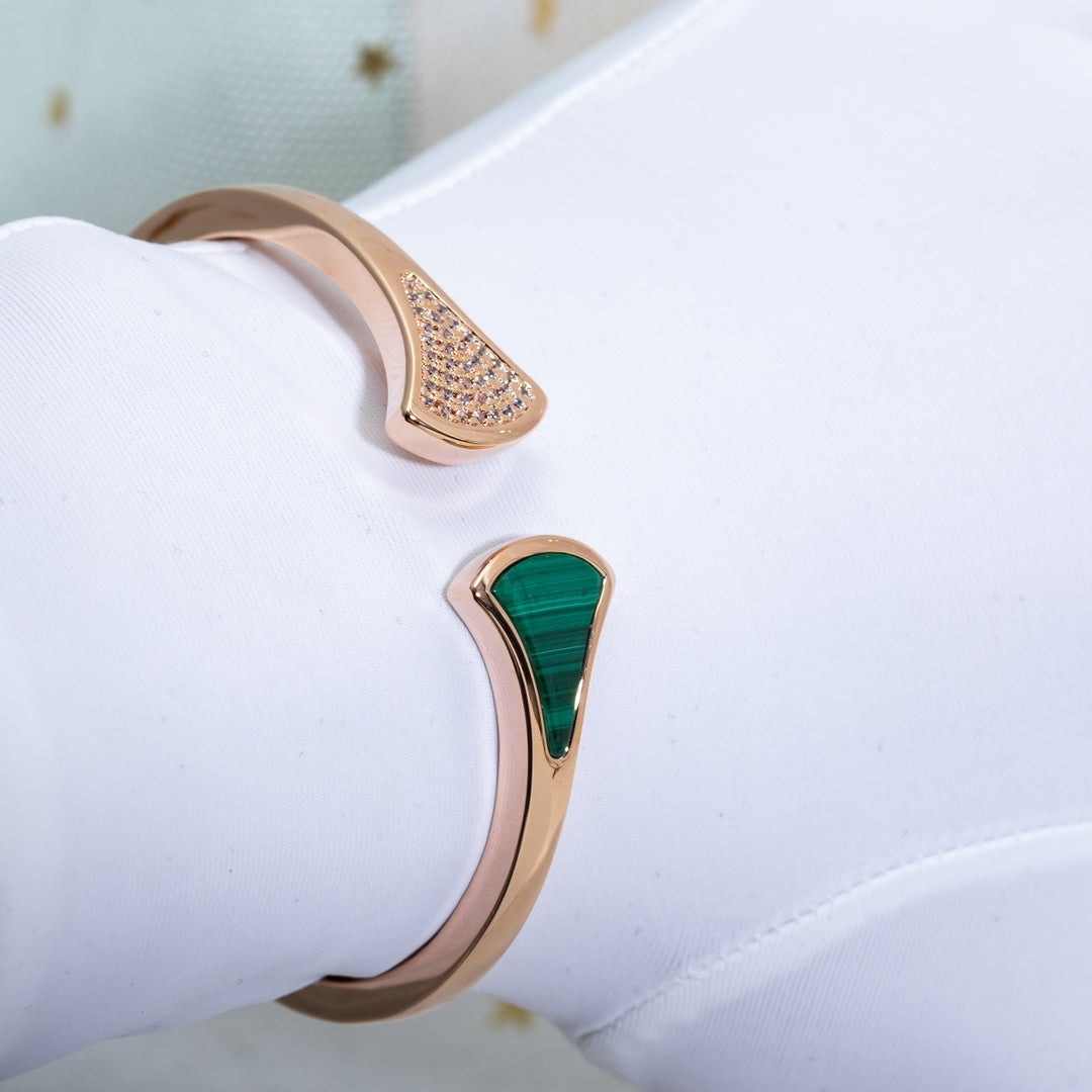 [Vintora]DREAM BRACELET OPEN MALACHITE PINK GOLD