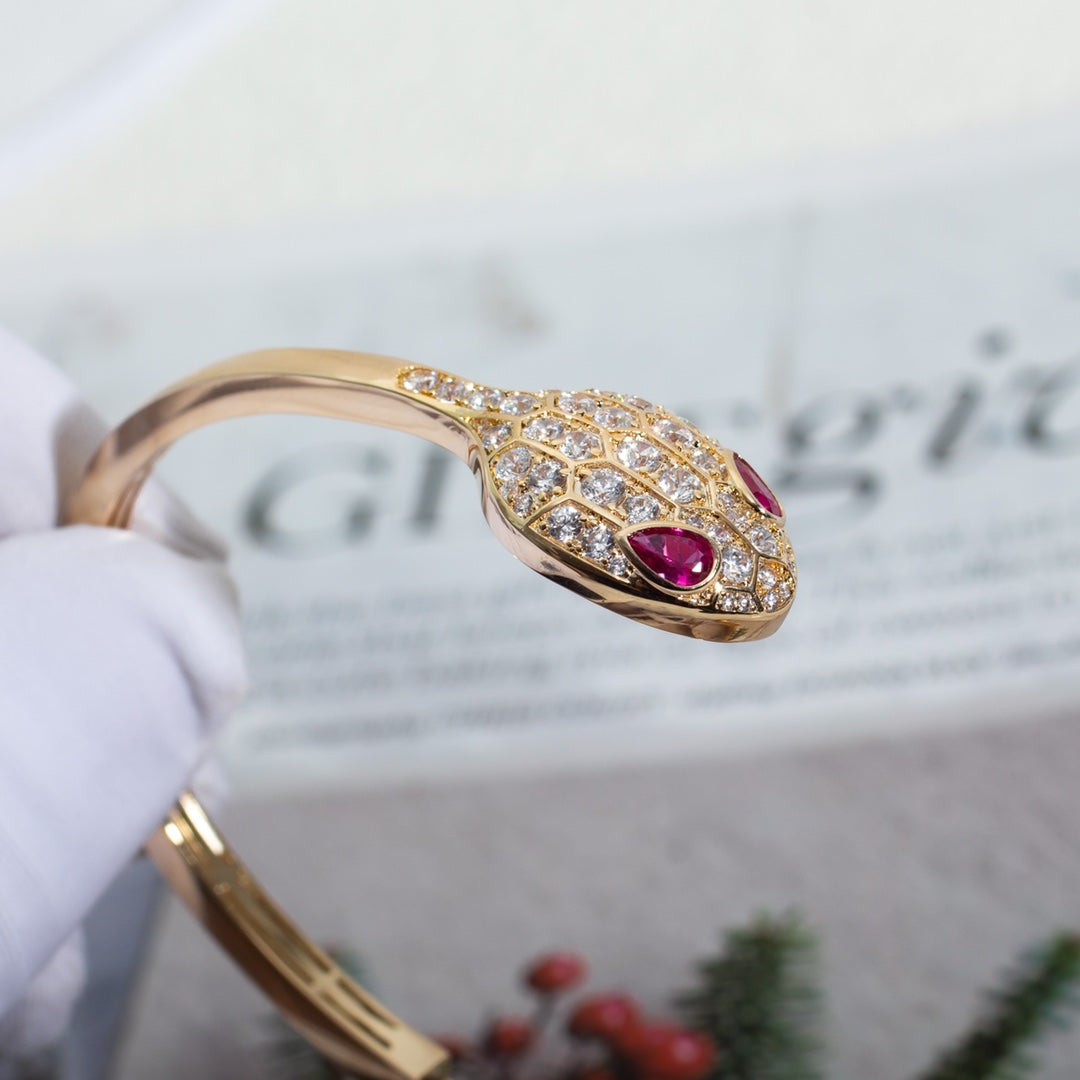 [Vintora]SERPENTI BRACELET PINK GOLD DIAMOND DOUBLE SNAKE