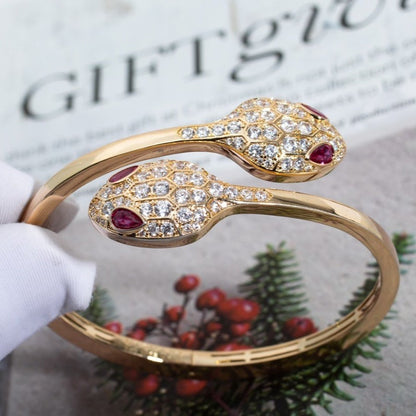 [Vintora]SERPENTI BRACELET PINK GOLD DIAMOND DOUBLE SNAKE