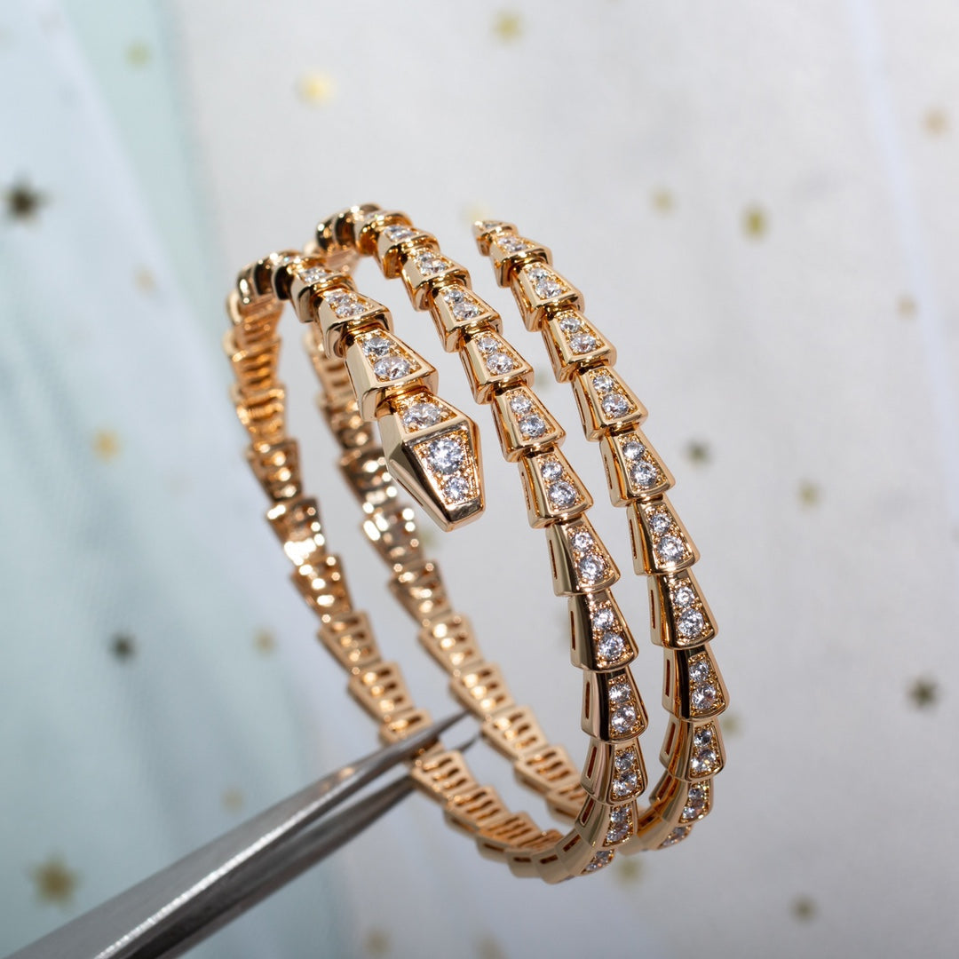 [Vintora]SERPENTI BRACELET PINK GOLD DIAMOND DOUBLE ROW