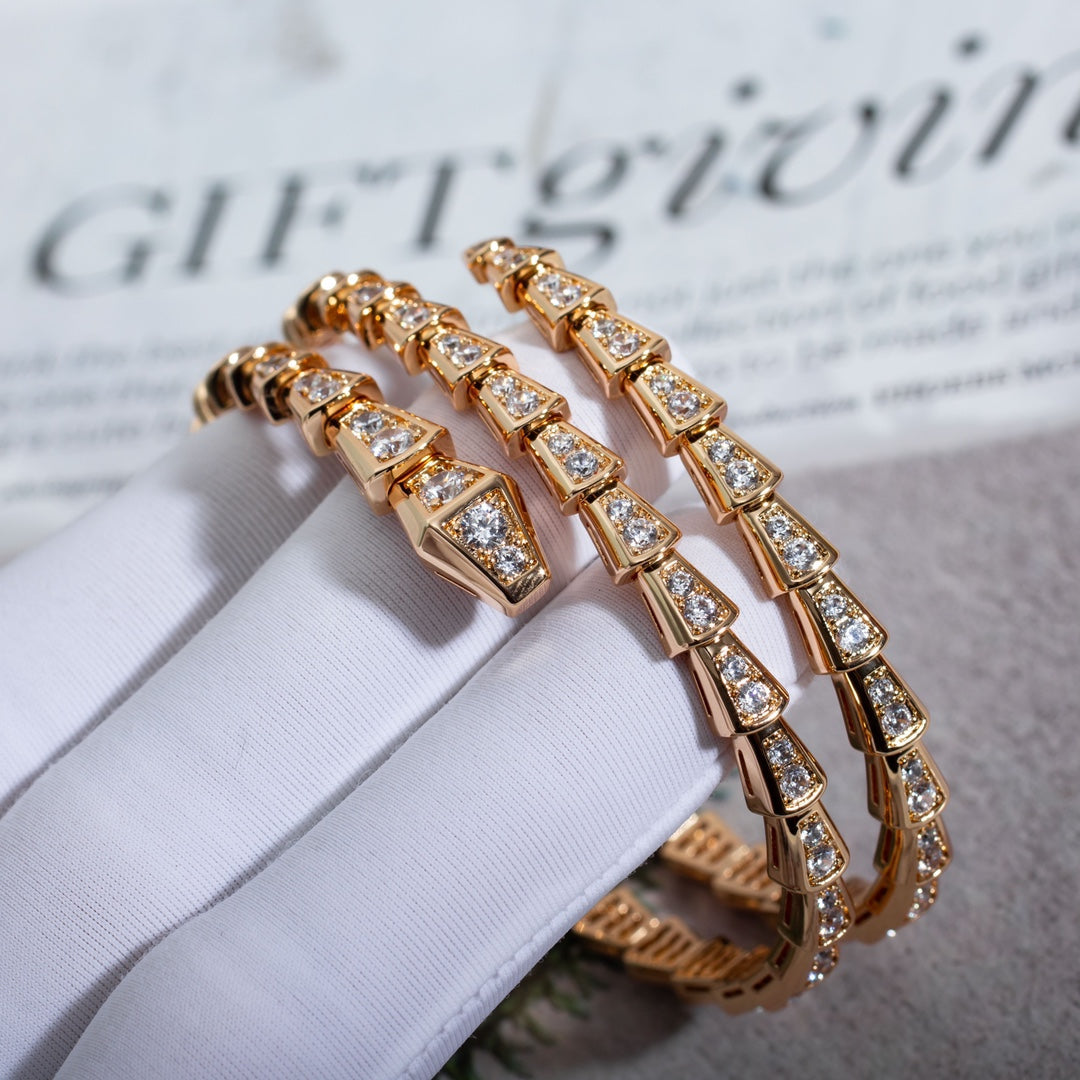 [Vintora]SERPENTI BRACELET PINK GOLD DIAMOND DOUBLE ROW