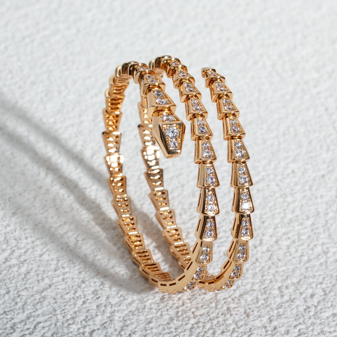 [Vintora]SERPENTI BRACELET PINK GOLD DIAMOND DOUBLE ROW