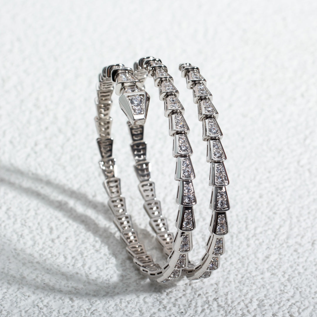 [Vintora]SERPENTI BRACELET SILVER DIAMOND DOUBLE ROW