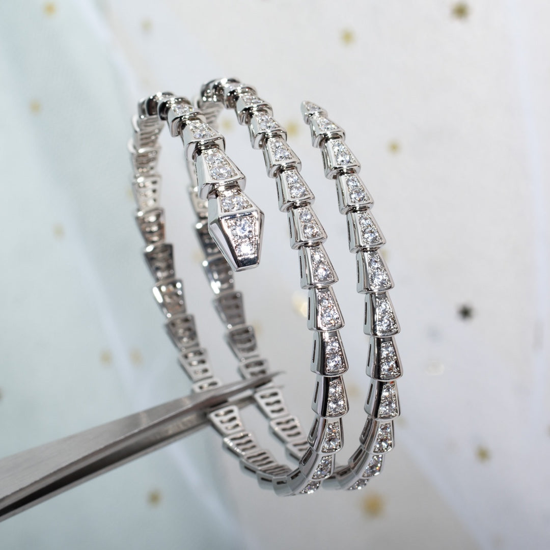 [Vintora]SERPENTI BRACELET SILVER DIAMOND DOUBLE ROW