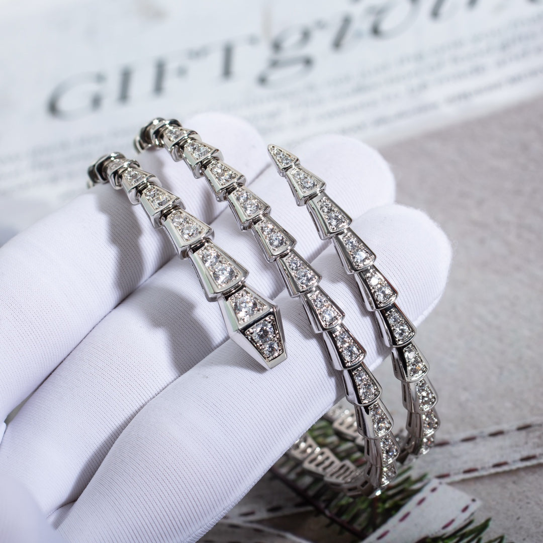 [Vintora]SERPENTI BRACELET SILVER DIAMOND DOUBLE ROW
