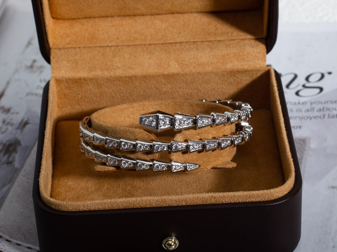 [Vintora]SERPENTI BRACELET SILVER DIAMOND DOUBLE ROW