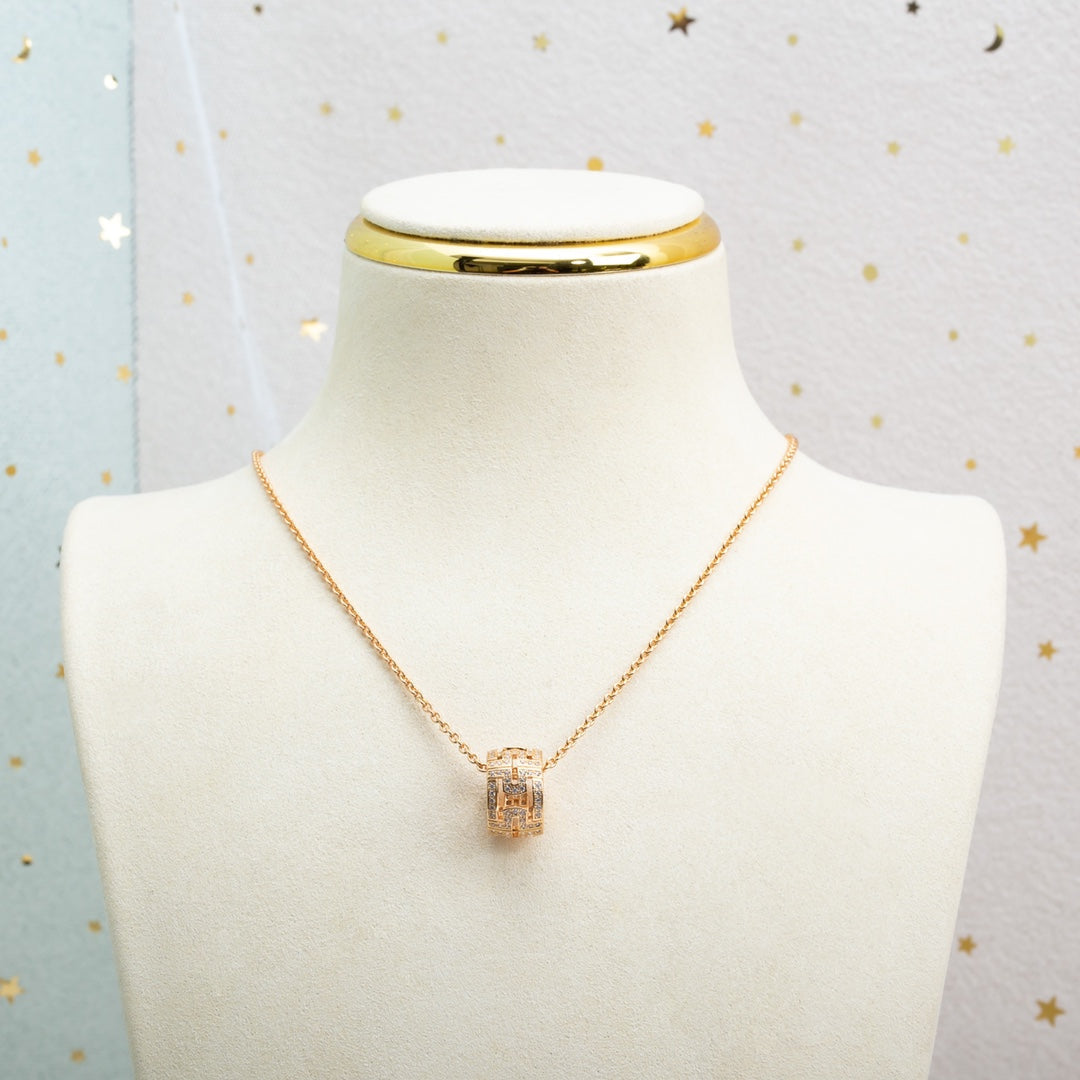 [Vintora]PARENTESI NECKLACE PINK GOLD DIAMOND