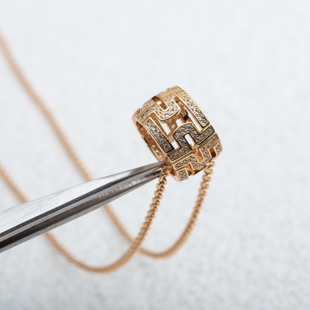 [Vintora]PARENTESI NECKLACE PINK GOLD DIAMOND