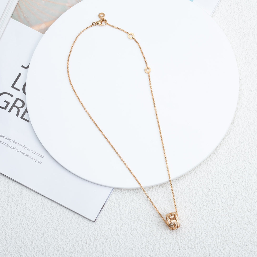 [Vintora]PARENTESI NECKLACE PINK GOLD DIAMOND